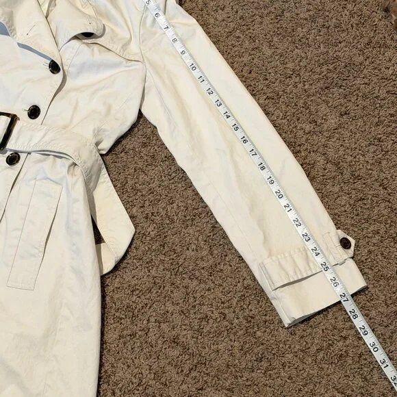 Banana Republic Classic Trench Coat Small Cream White Belted - Picture 11 of 14